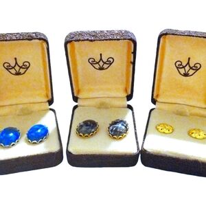 Vintage women's Stud Earrings lot of 3 with Boxes